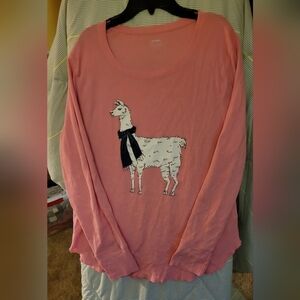 Old Navy Thermal Top Long Sleeve XXL pink Llama